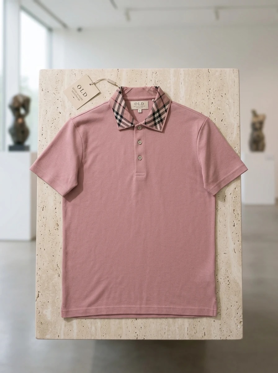 Polo OLDMAN Cổ Caro Hồng Nhạt 1