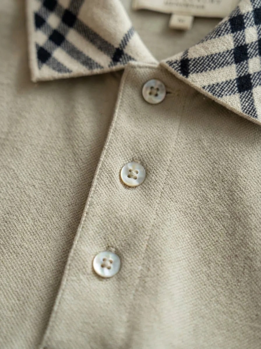 Polo OLDMAN Cổ Caro Kem Nhạt 5