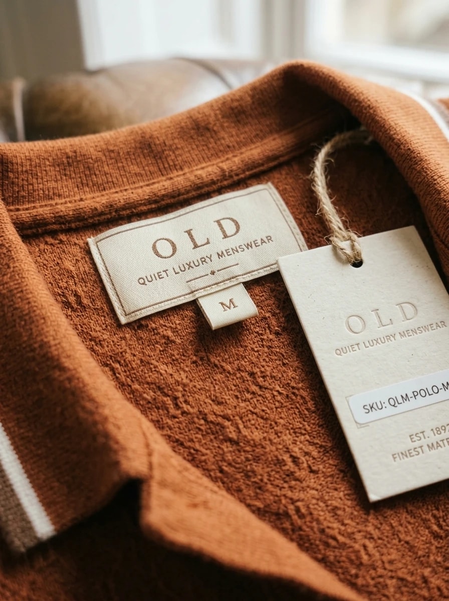 Polo OLDMAN ក្បាច់ម៉ូណូក្រាម ពណ៌ដីឥដ្ឋ 4