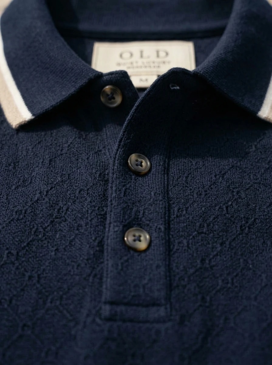 Polo OLDMAN ลายโมโนแกรม สีน้ำเงินเนวี่ 5
