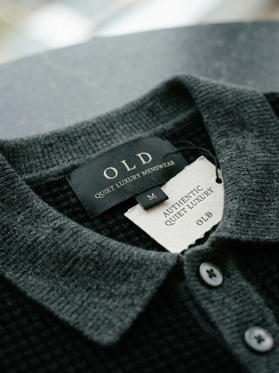 Polo OLDMAN ผ้าทอรังผึ้ง สีดำคลาสสิก 4