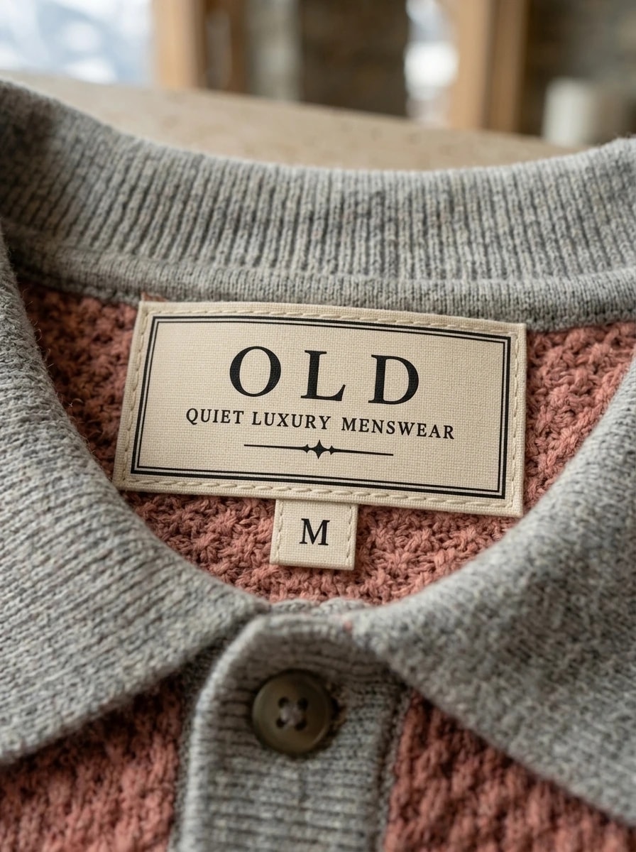 Polo OLDMAN ผ้าทอรังผึ้ง สีชมพูตุ่น 4