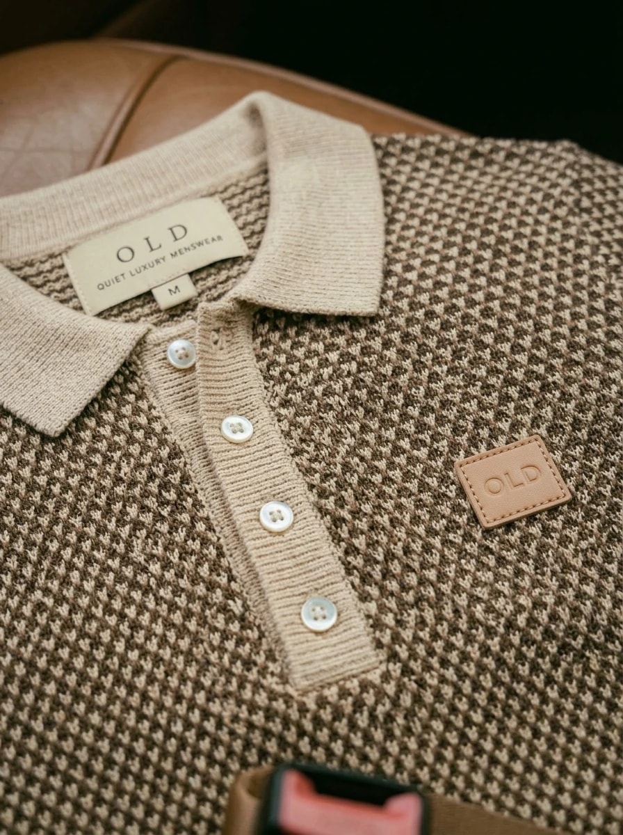 OLDMAN Bicolor Waffle Knit Polo Espresso Brown 3