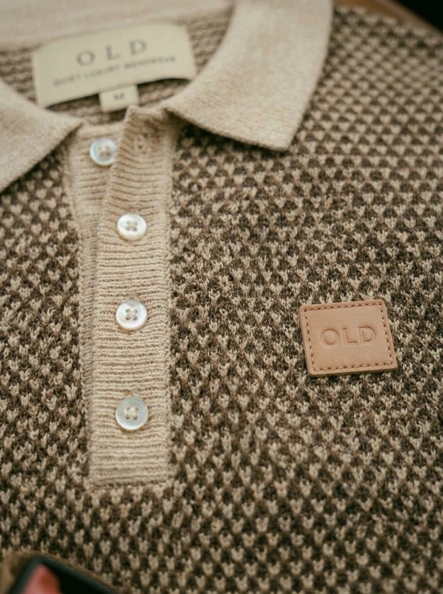 OLDMAN Bicolor Waffle Knit Polo Espresso Brown 5