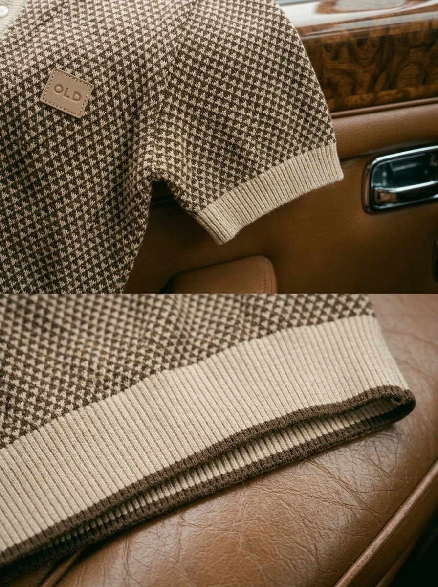 OLDMAN Bicolor Waffle Knit Polo Espresso Brown 6
