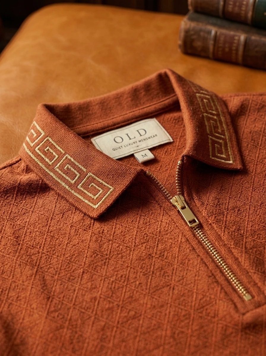Polo OLDMAN Zip Khóa Hy Lạp Cam Đất 3