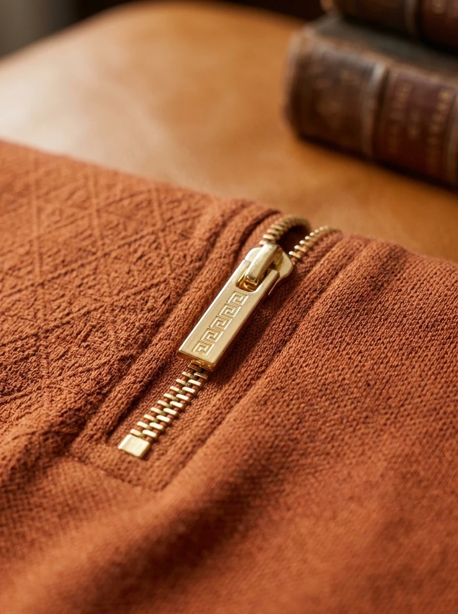 Polo OLDMAN Zip Khóa Hy Lạp Cam Đất 5