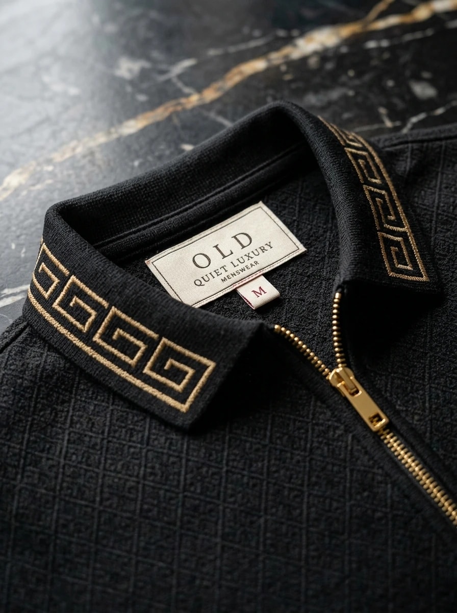 Polo OLDMAN Zip Khóa Hy Lạp Đen Quý Phái 3