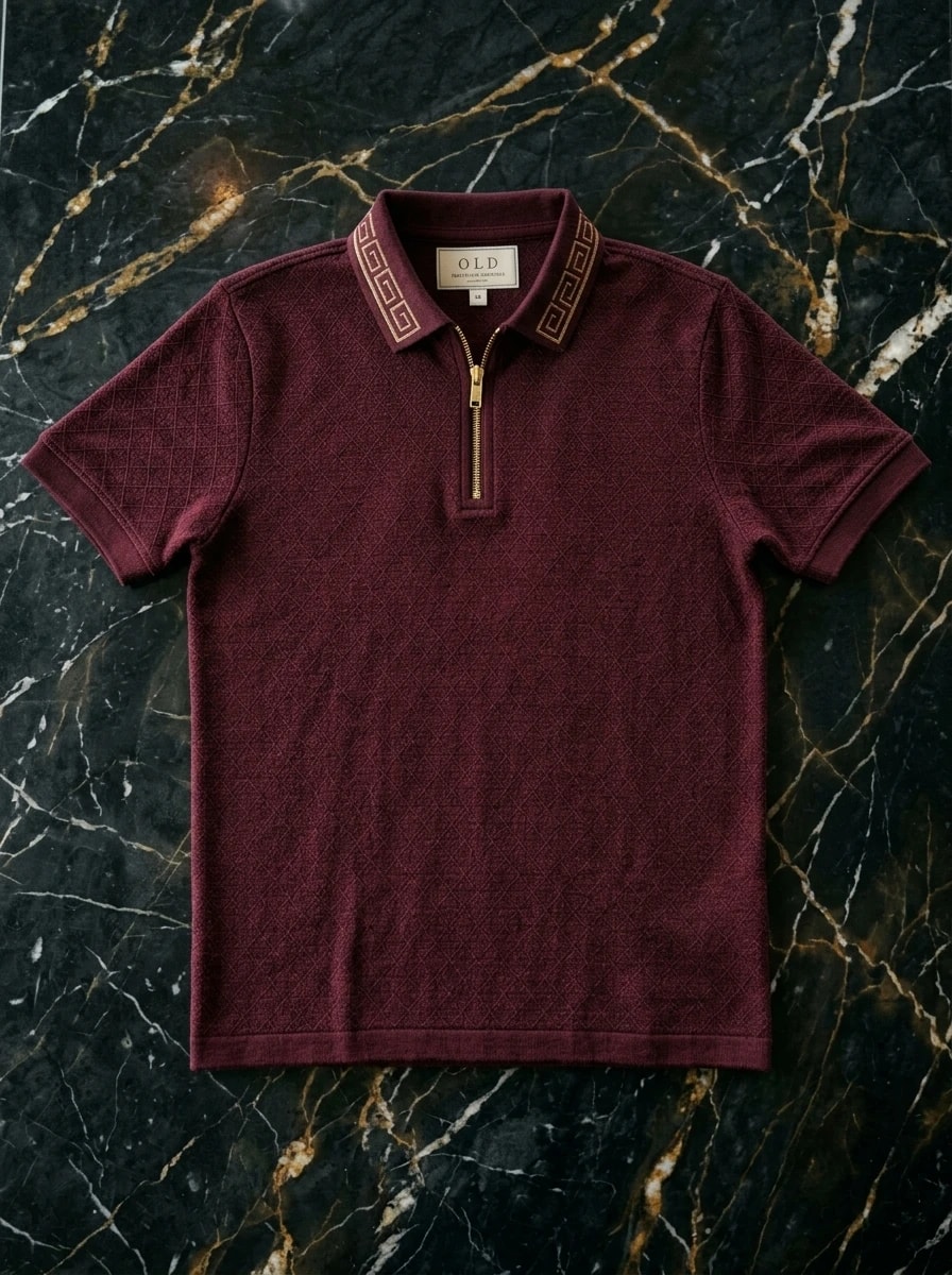 Polo OLDMAN Zip Khóa Hy Lạp Đỏ Burgundy 1