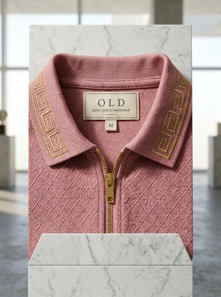 Polo OLDMAN Zip Khóa Hy Lạp Hồng Pastel 3
