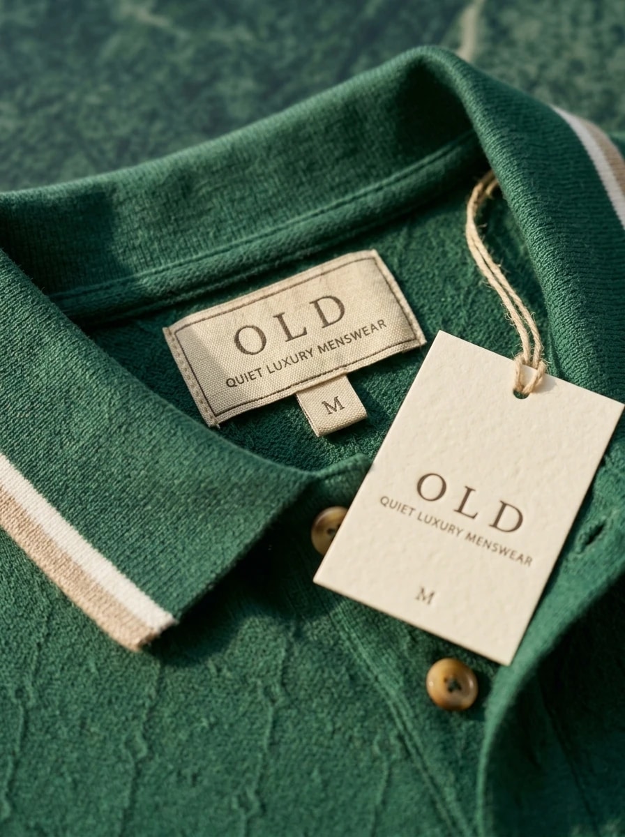 Polo OLDMAN ក្បាច់ម៉ូណូក្រាម ពណ៌បៃតងត្បូង 4