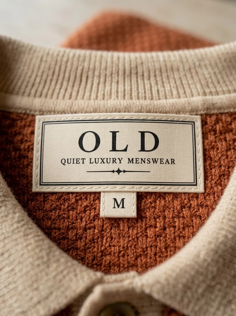 Polo OLDMAN ผ้าทอรังผึ้ง สีส้มอิฐ 4