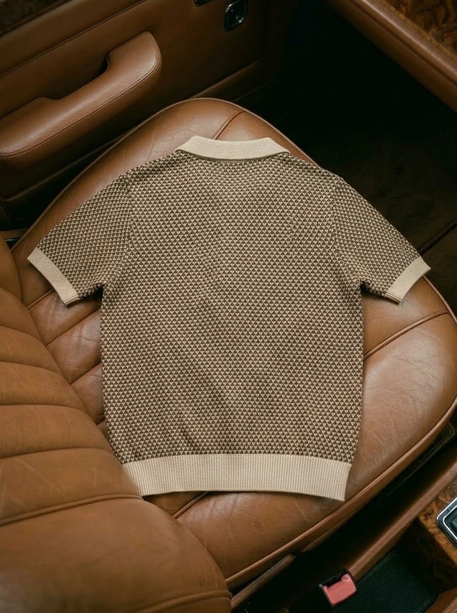 OLDMAN Bicolor Waffle Knit Polo Espresso Brown 2