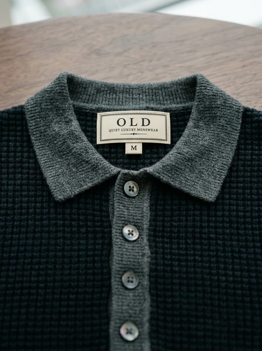 Polo OLDMAN ត្បាញសំបុកឃ្មុំ ពណ៌ខៀវ 3