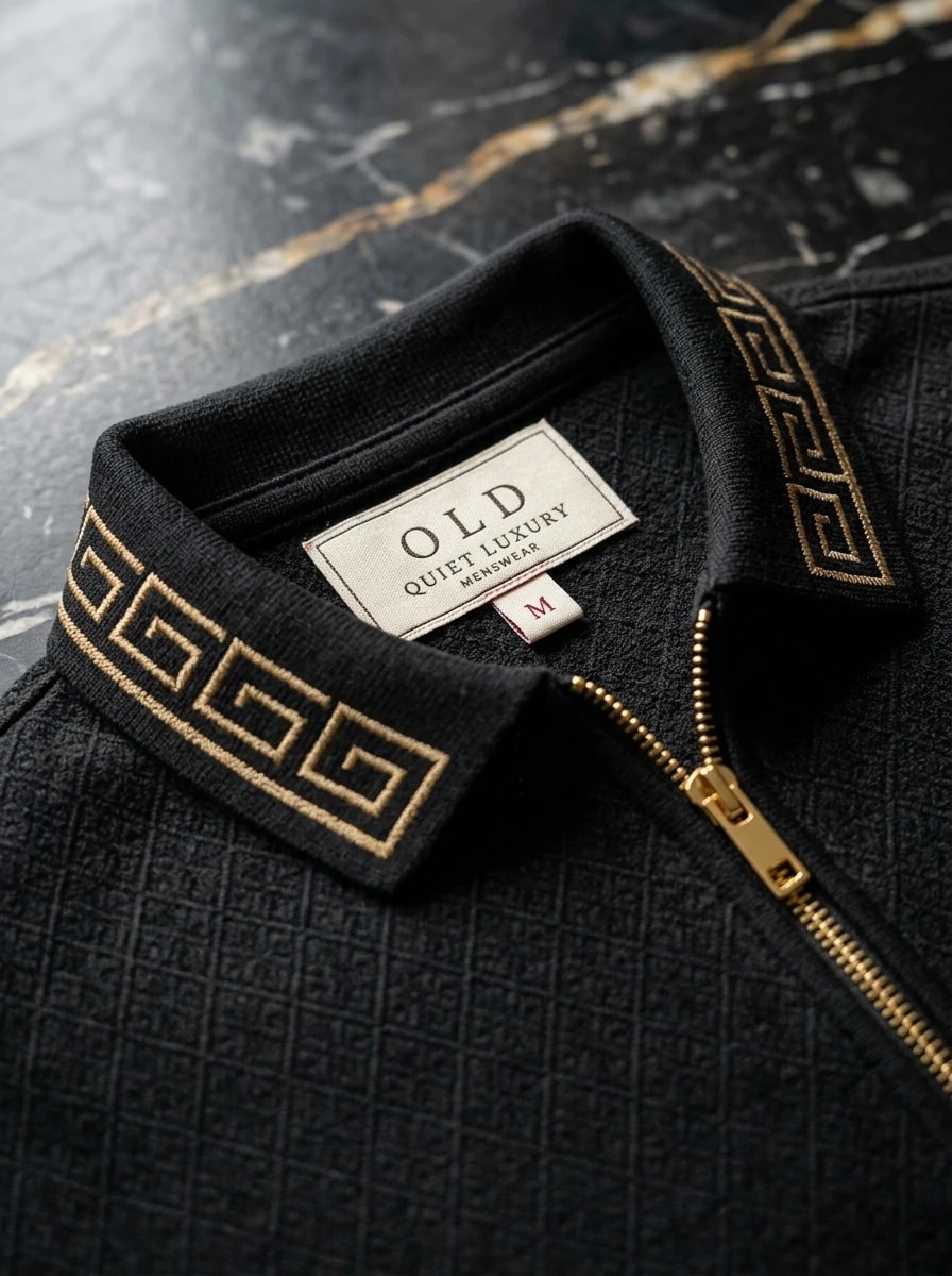 Polo OLDMAN Zip Khóa Hy Lạp Đen Quý Phái 3