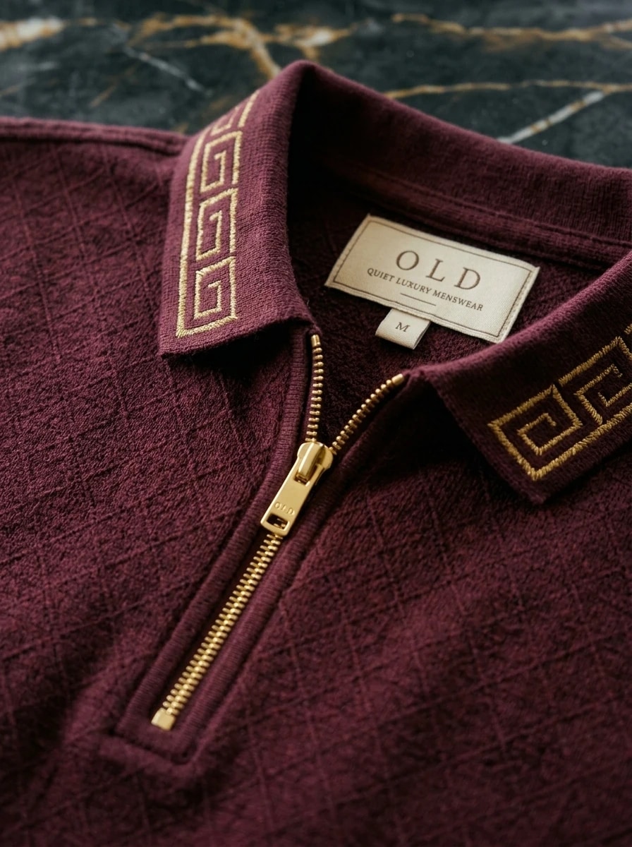 Polo OLDMAN Zip Khóa Hy Lạp Đỏ Burgundy 3