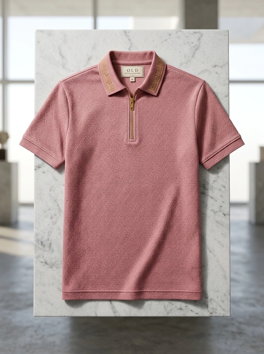 Polo OLDMAN Zip Khóa Hy Lạp Hồng Pastel 1