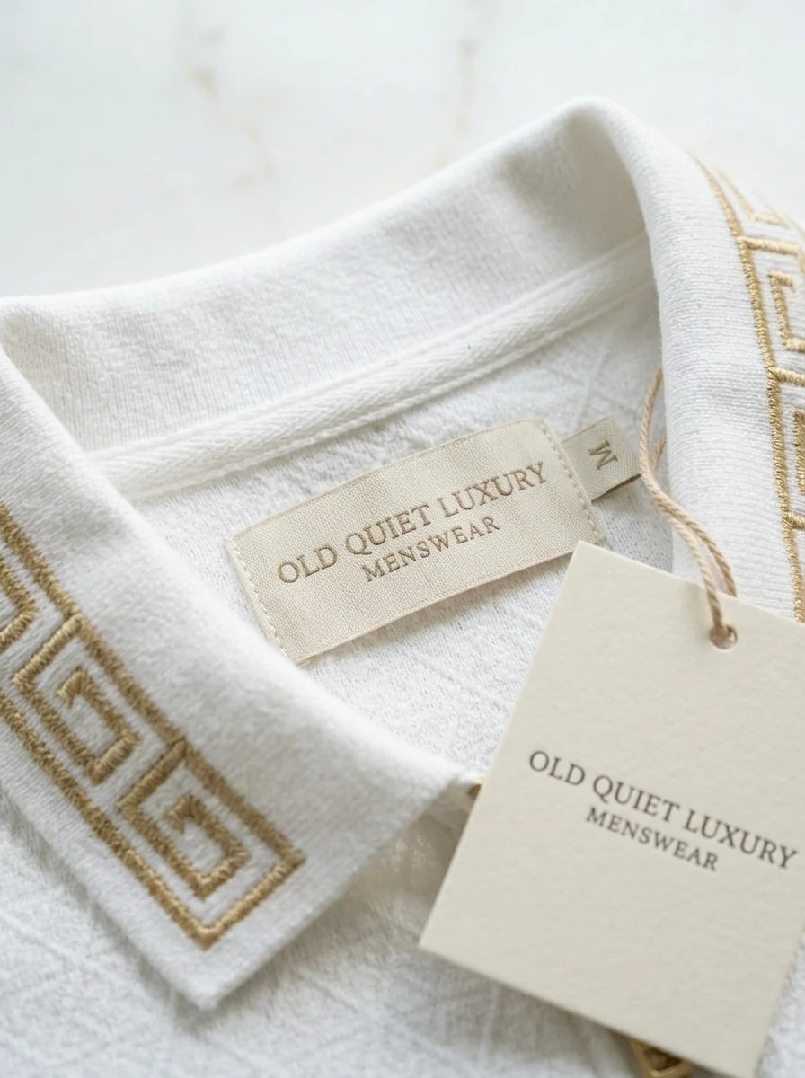 Polo OLDMAN Zip Khóa Hy Lạp Trắng Kem 4