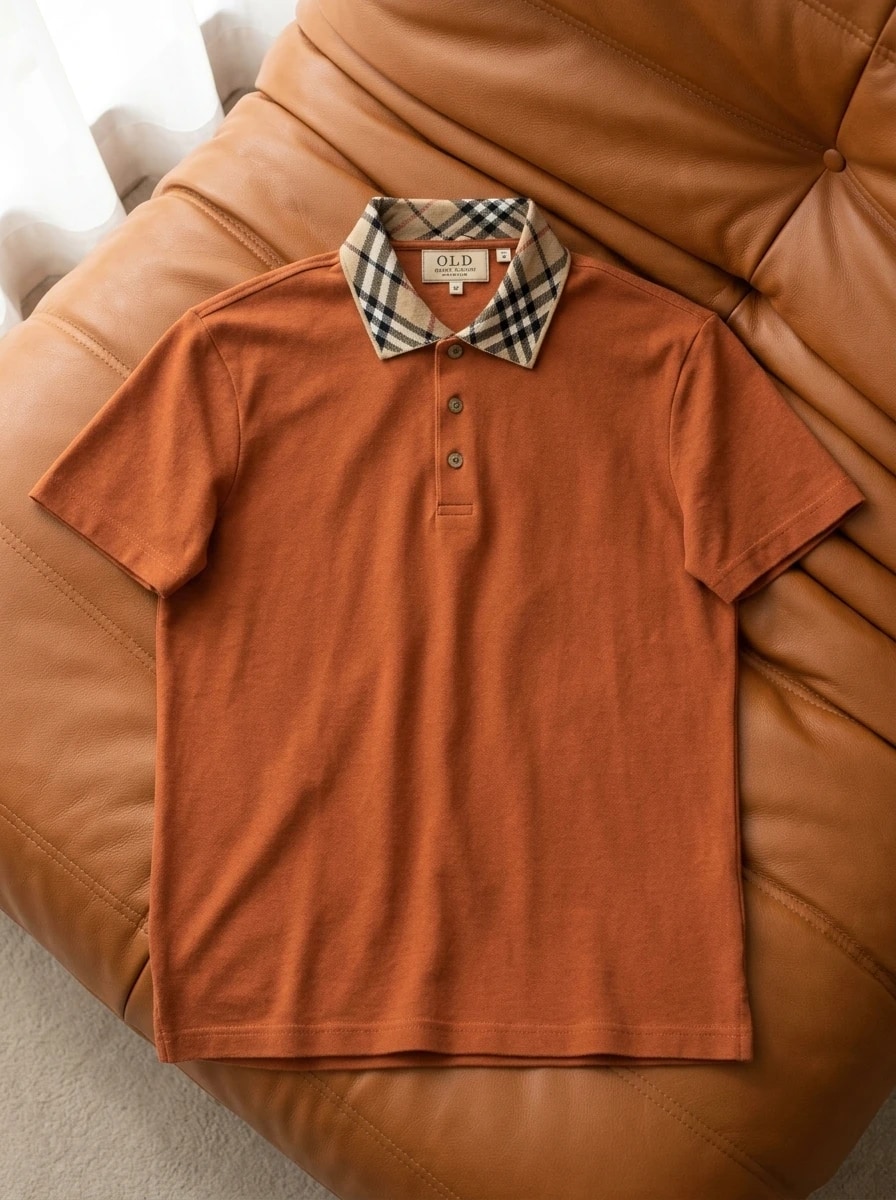 Polo OLDMAN Cổ Caro Cam Đất 1