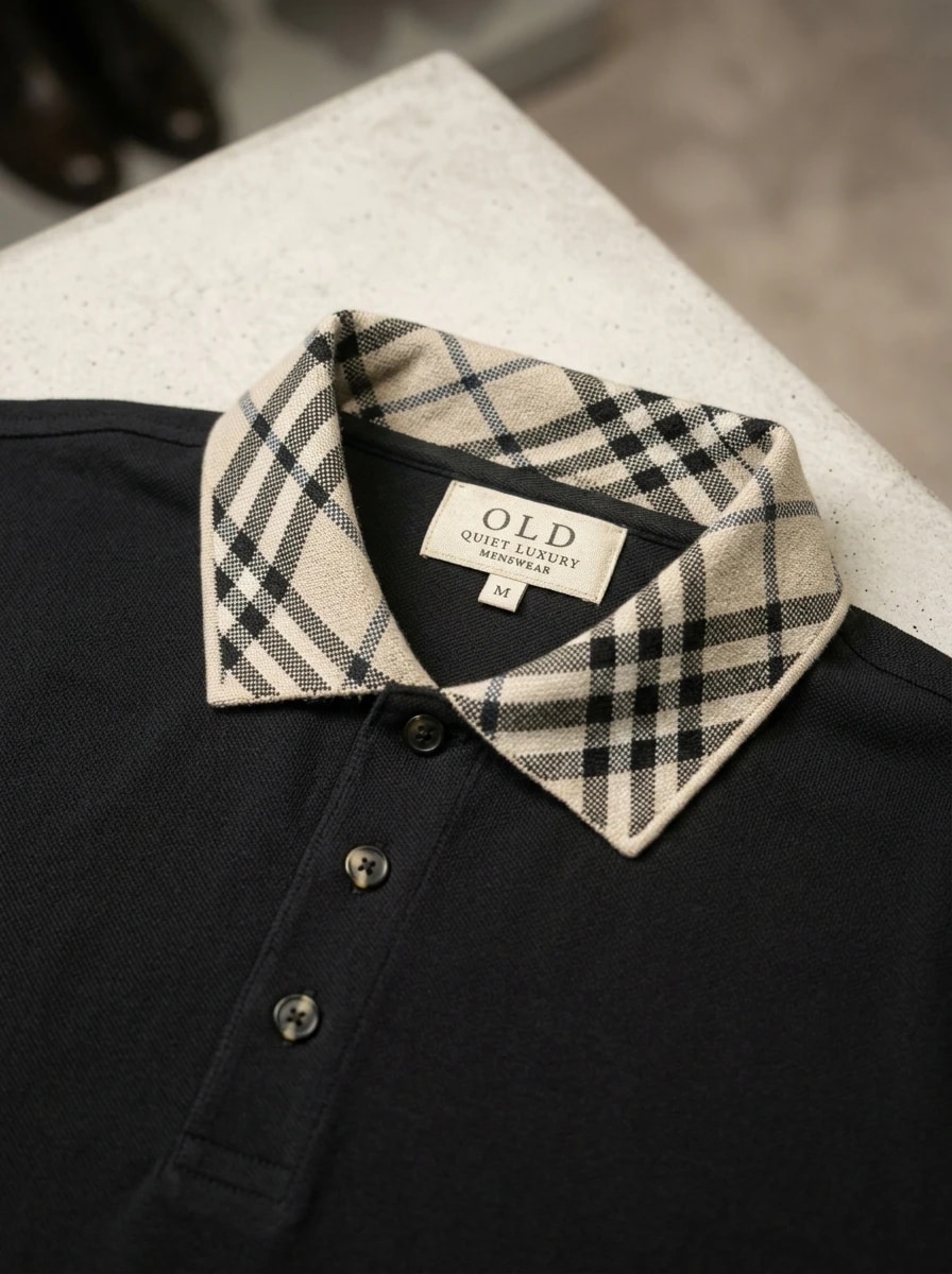 Polo OLDMAN Cổ Caro Đen 3