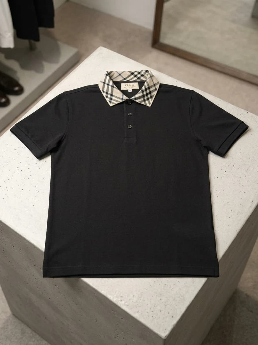 Polo OLDMAN Cổ Caro Đen