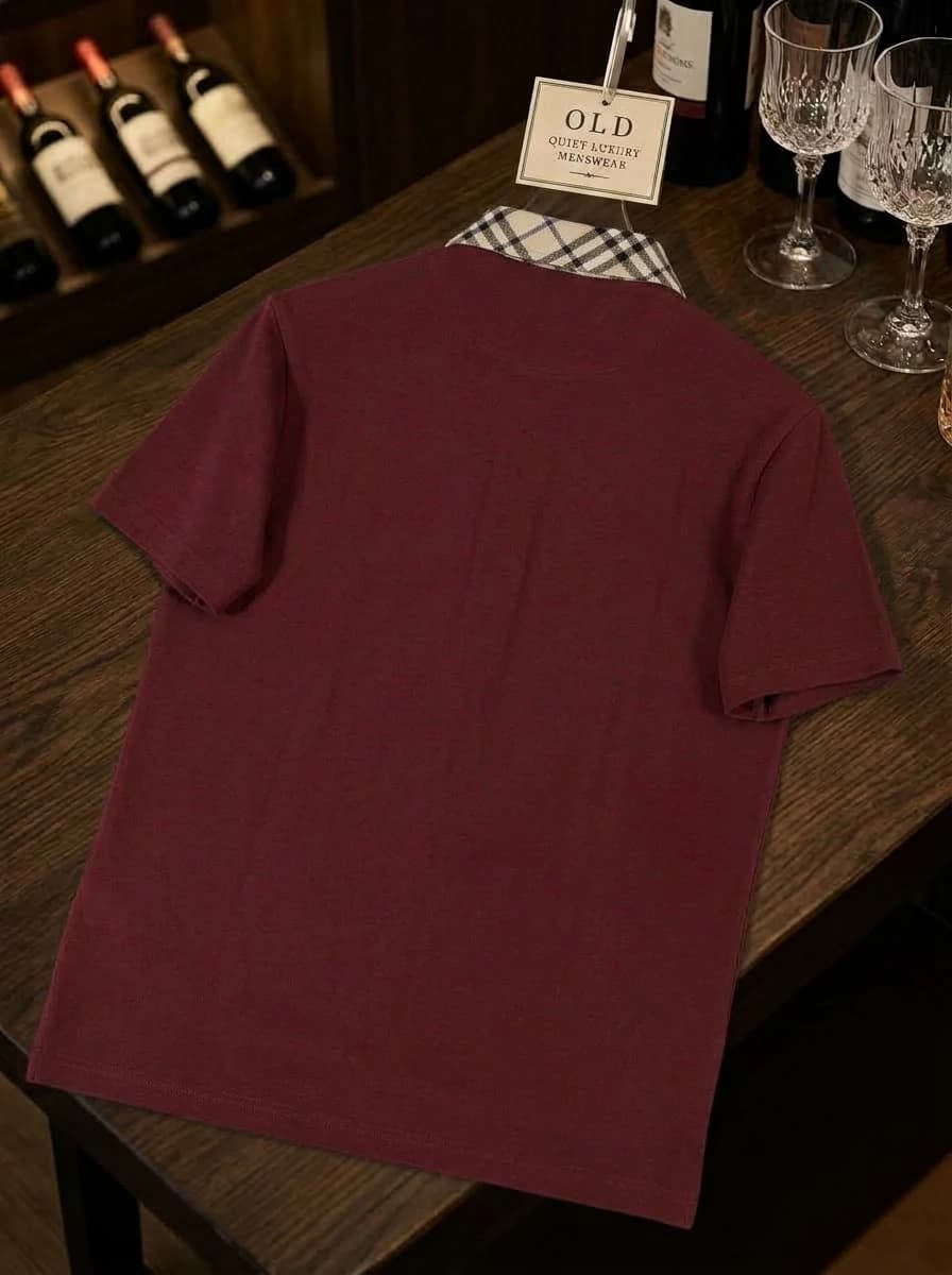 Polo OLDMAN Cổ Caro Đỏ Burgundy - Góc nhìn khác