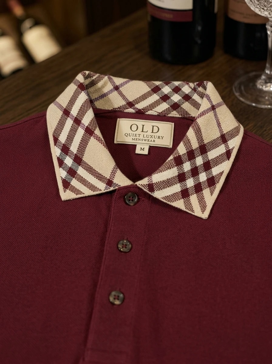 Polo OLDMAN Cổ Caro Đỏ Burgundy 3