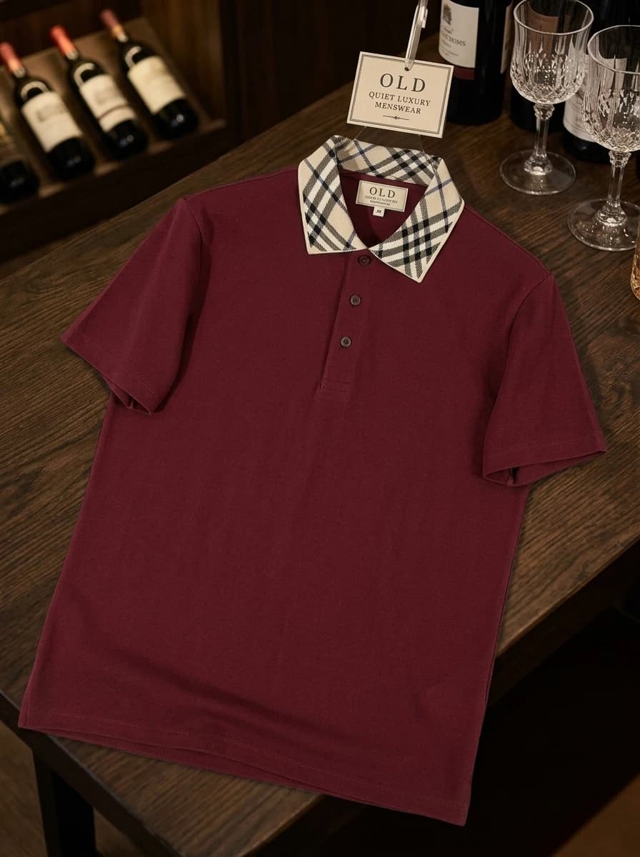 Polo OLDMAN Cổ Caro Đỏ Burgundy