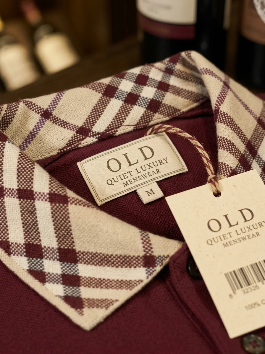 Polo OLDMAN Cổ Caro Đỏ Burgundy 4