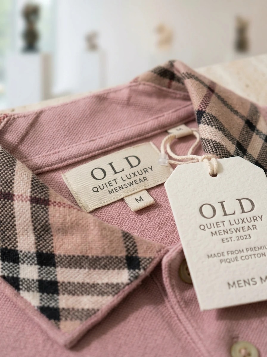 Polo OLDMAN Cổ Caro Hồng Nhạt 4