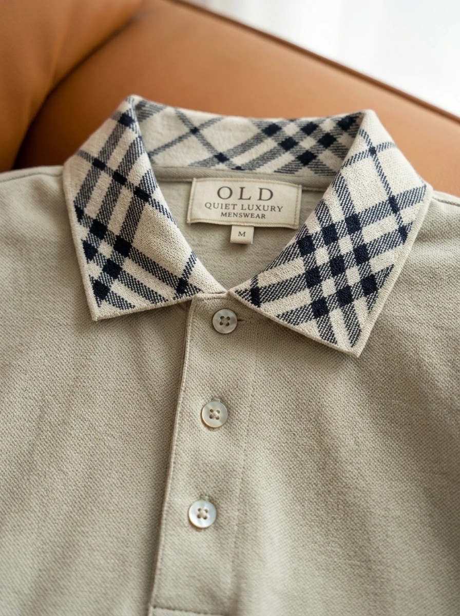 Polo OLDMAN Cổ Caro Kem Nhạt 3