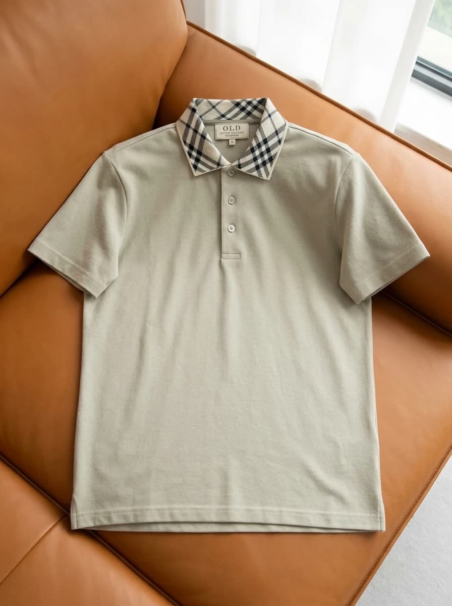 Polo OLDMAN Cổ Caro Kem Nhạt