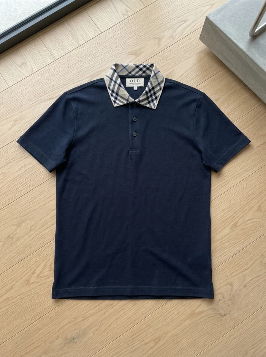 Polo OLDMAN Cổ Caro Xanh Navy