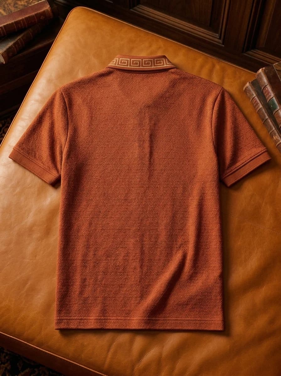 Polo OLDMAN Zip Khóa Hy Lạp Cam Đất - Góc nhìn khác