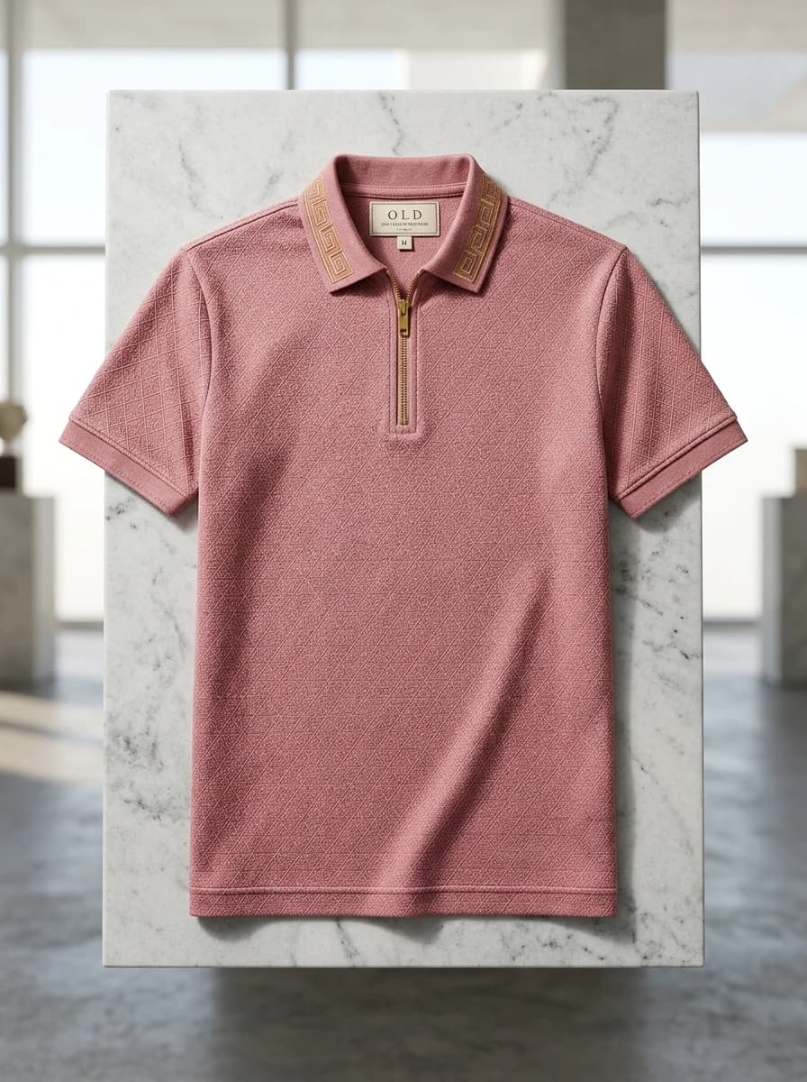 Polo OLDMAN Zip Khóa Hy Lạp Hồng Pastel