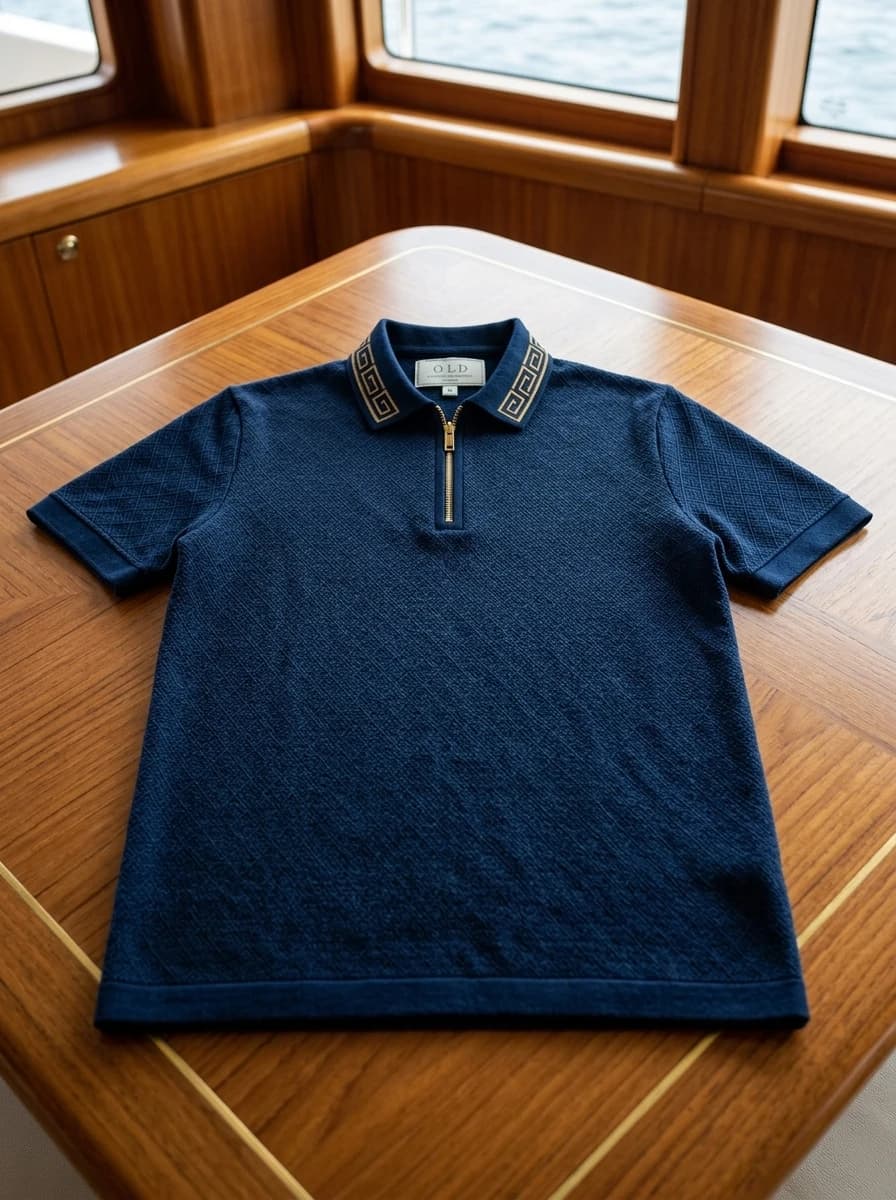 Polo OLDMAN Zip Khóa Hy Lạp Xanh Navy